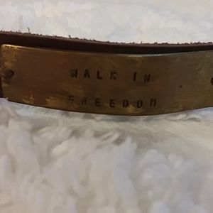 Leather 8" "walk in freedom" bracelet